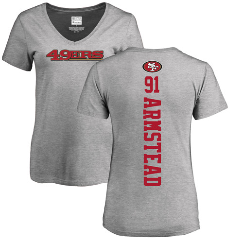San Francisco 49ers Ash Women Arik Armstead Backer #91 NFL T Shirt